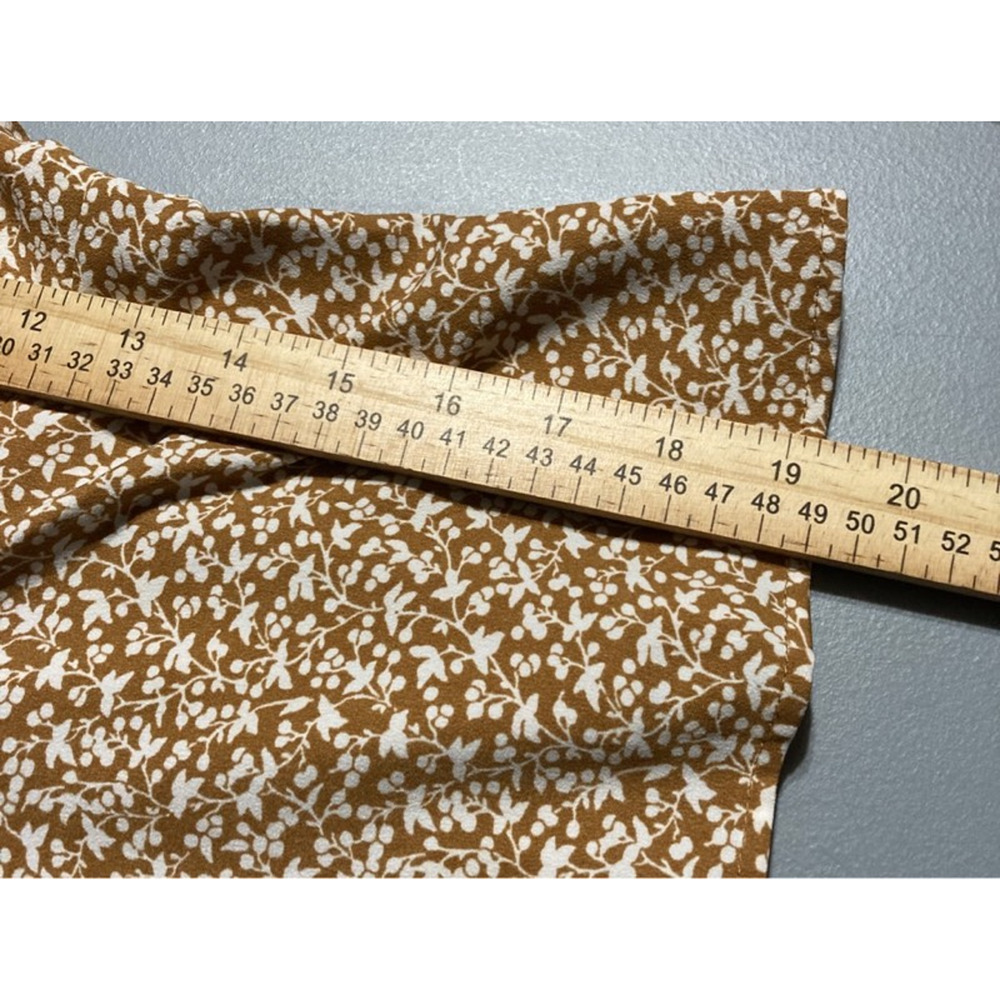 Abercrombie & Fitch Twist Front Top Women's S Brown Floral Long Sleeve V Neck - Picture 4 of 8